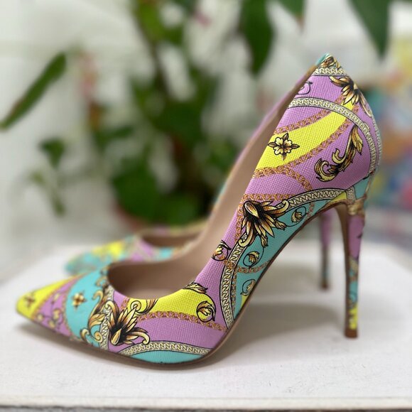 💛 ALDO Multicolor Patterned Pointed Toe Heels 💛 - Picture 4 of 8